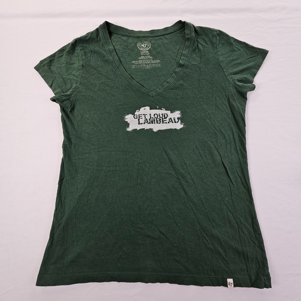 Green Bay Packers Get Loud Lambeau Green Short Sleeve Cotton‎ T-Shirt Women's L